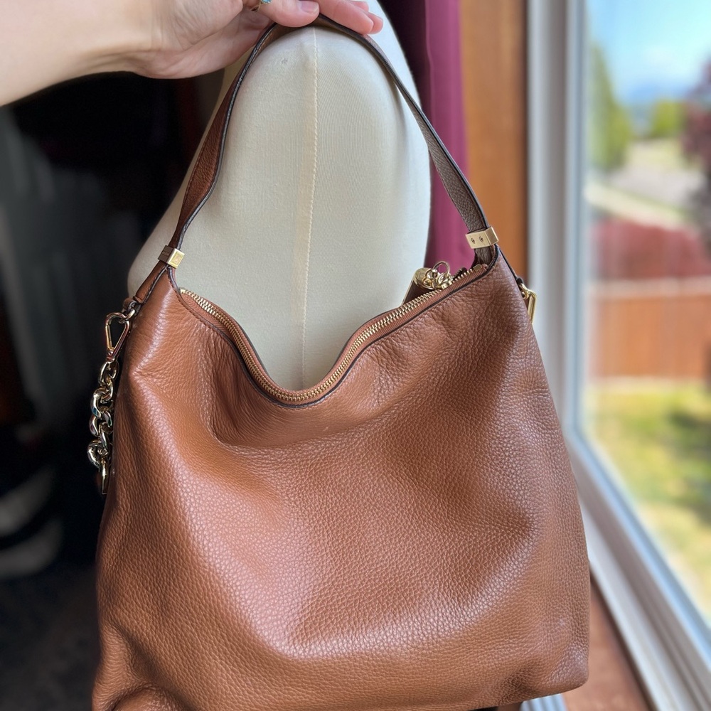 Michael Kors Brown Leather Shoulder Hobo Bag - Picture 4 of 6